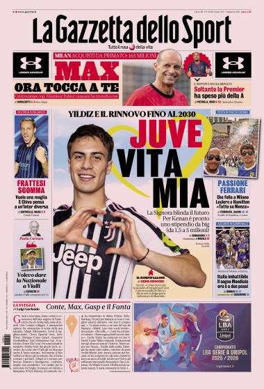 La portada de 'La Gazzetta dello Sport' de este jueves 4 de septiembre