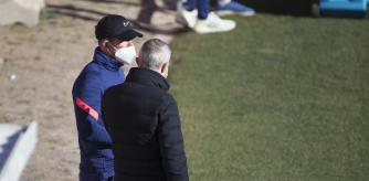 Andrea Berta y Simeone en el entrenamiento de este viernes.