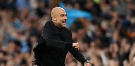 Pep Guardiola, celebrando el pase de los suyos a la final de Estambul