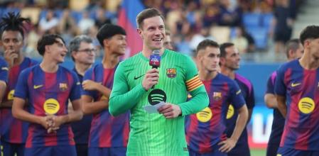 Marc ter Stegen, durante su parlamento en el Gamper