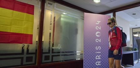 Alexia, a su llegada al hotel de concentración en Burdeos