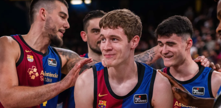 Grujicic debutó con el primer equipo del FC Barcelona en el Palau Blaugrana en abril ante el Gran Canaria