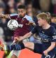 London (United Kingdom), 27/10/2021.- West Ham's Manuel Lanzini (L) in action against Manchester City's Kevin De Bruyne (R) during the Carabao Cup round of 16 soccer match between West Ham United and Manchester City in London, Britain, 27 October 2021. (Reino Unido, Londres) EFE/EPA/Facundo Arrizabalaga EDITORIAL USE ONLY. No use with unauthorized audio, video, data, fixture lists, club/league logos or 'live' services. Online in-match use limited to 120 images, no video emulation. No use in betting, games or single club/league/player publications