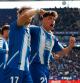Braithwaite y Nico Melamed, celebrando el segundo gol del Espanyol