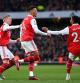 Ben White y Nelson, autor del segundo y tercer gol del Arsenal, celebrando aquí con Zinchenk