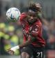AC Milan's Samuel Chukwueze goes for the ball during a Serie A soccer match between AC Milan and Lazio, at the San Siro stadium in Milan, Italy, Saturday, Sept. 30, 2023. (AP Photo/Luca Bruno)