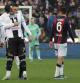 Udinese's Lorenzo Lucca is embraced by teammate Walace after scoring his team's second goal during the Italian Serie A soccer match between Udinese and Bologna at the Bluenergy Stadium in Udine, Italy, Saturday, Dec. 30, 2023. (Andrea Bressanutti/LaPresse via AP)