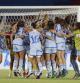 Las jugadoras de la selección española celebran el triunfo ante Marruecos