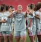 Silvia Lloris celebrando el primer gol del Atlético de Madrid.