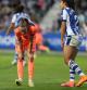 Caroline Graham, exhausta en el partido contra la Real Sociedad.