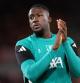 BRENTFORD, ENGLAND - OCTOBER 25: Ibrahima Konate of Liverpool applauds the fans during the warm up prior to the Premier League match between Brentford and Liverpool at Gtech Community Stadium on October 25, 2025 in Brentford, England. (Photo by Alex Pantling/Getty Images)