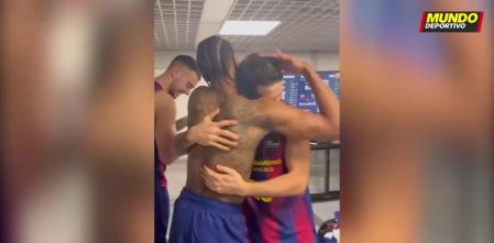 La fiesta del Barça Basket en el vestuario tras ganar El Clásico
