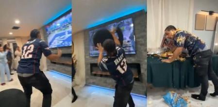 Pierde Patriots y estalla el caos: destroza la tele y acaba cubierto de comida
