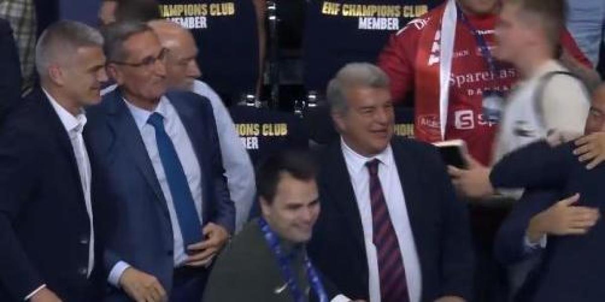 Laporta celebra en Colonia la 12ª Champions del Barça de balonmano