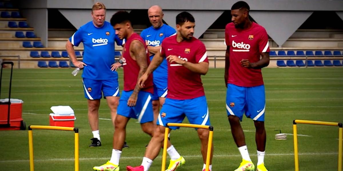 Primer entrenamiento de Agüero y Emerson con sus compañeros