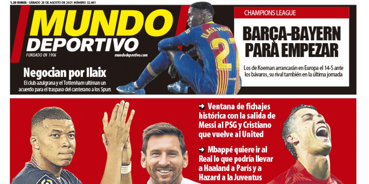 Portada de Mundo Deportivo del sábado 28 de agosto de 2021