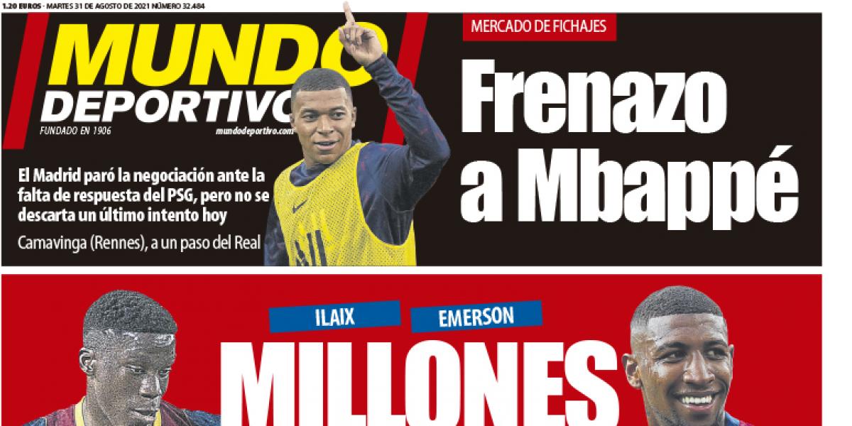 Portada de Mundo Deportivo del martes 31 de agosto de 2021