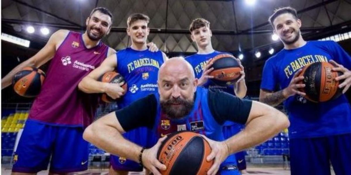 El monologuista Goyo Jiménez se entrena en el Palau Blaugrana