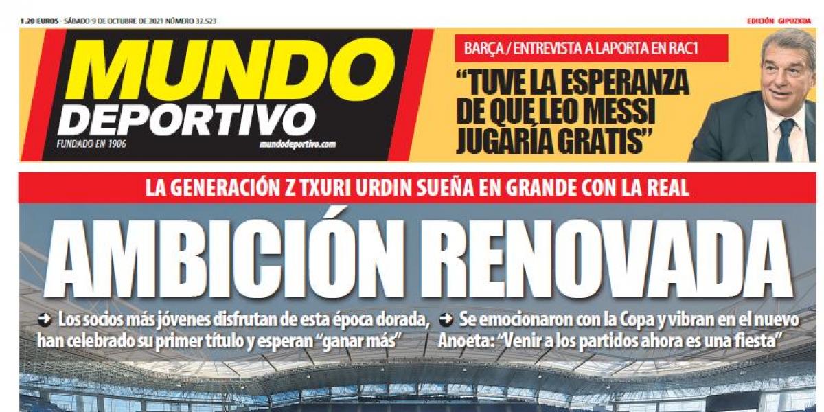 Portada de Mundo Deportivo Gipuzkoa del sábado 9 de octubre de 2021