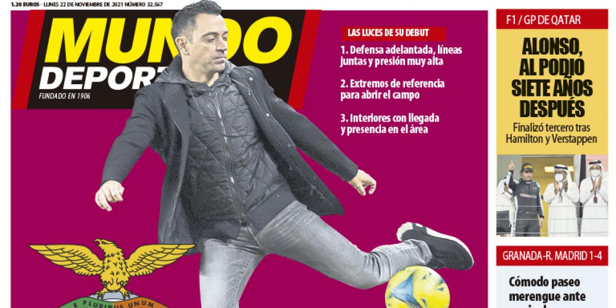 Portada de Mundo Deportivo del lunes 22 de noviembre de 2021