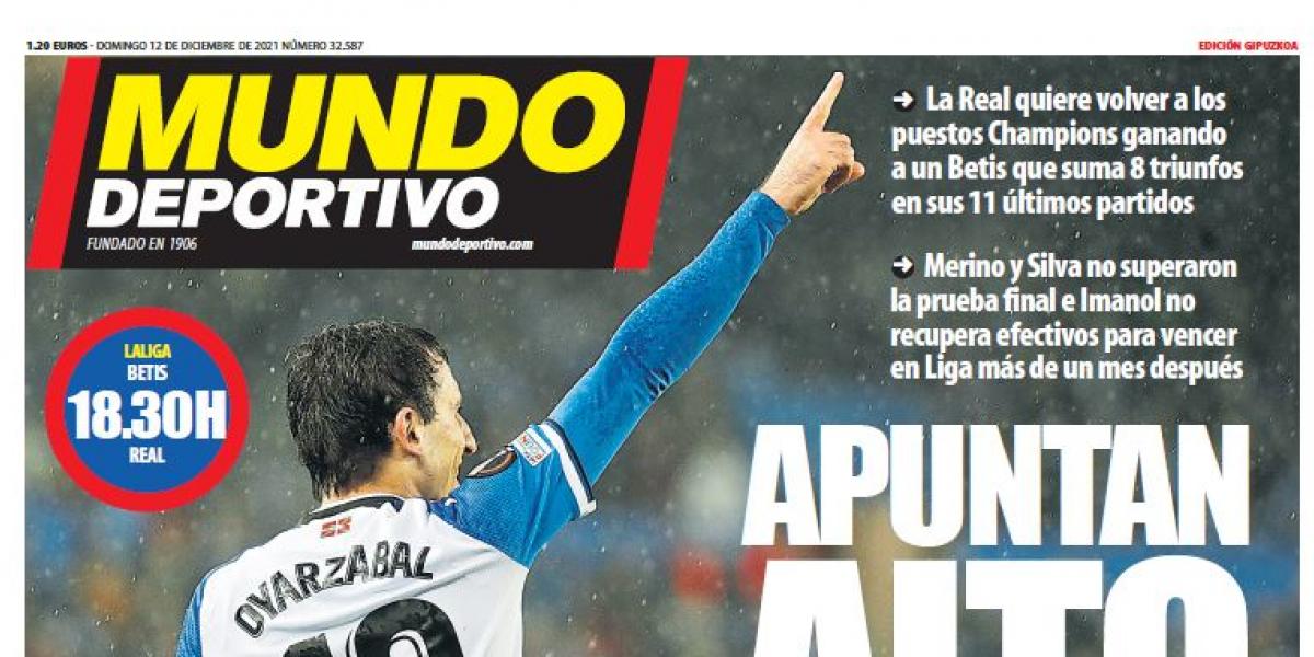 Portada de Mundo Deportivo Gipuzkoa del domingo 12 de diciembre de 2021