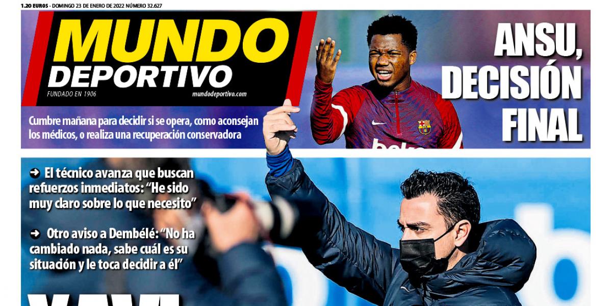 Portada Mundo Deportivo, domingo 23 de enero de 2022