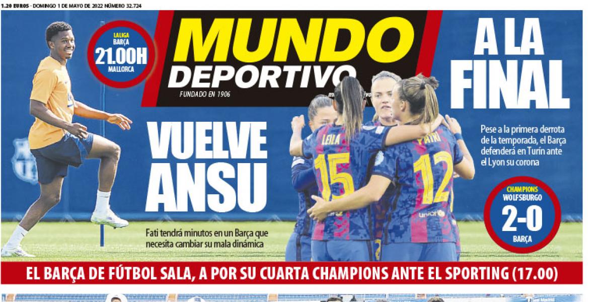 Portada de Mundo Deportivo del domingo 1 de mayo de 2022