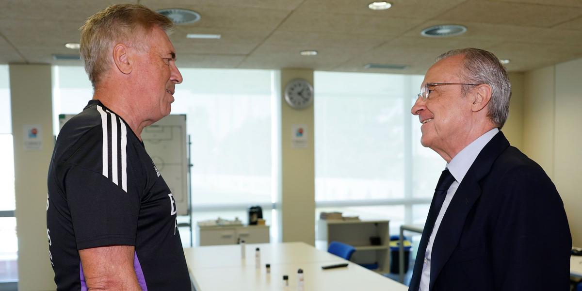 Florentino, en Valdebebas en la vuelta al trabajo