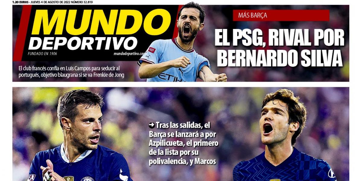 Portada de Mundo Deportivo del jueves 4 de agosto de 2022
