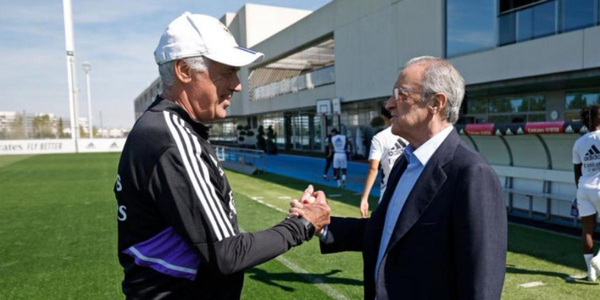 Florentino Pérez visitó a los futbolistas del Real Madrid antes del derbi
