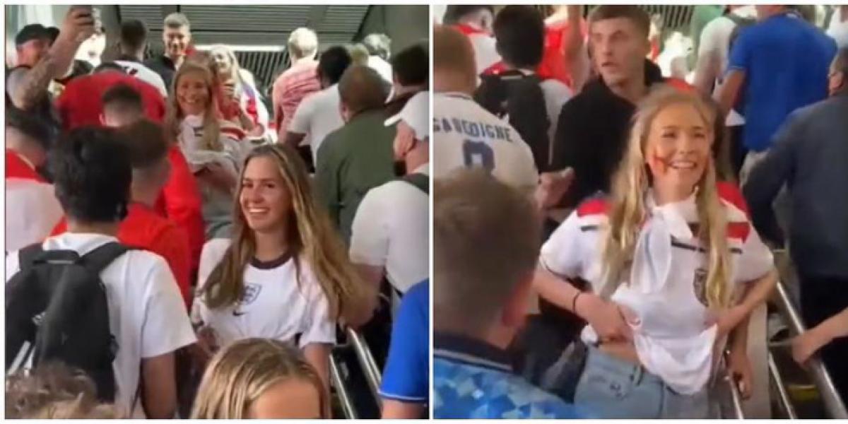 Así anima una aficionada a su selección: ¡topless en pleno metro!