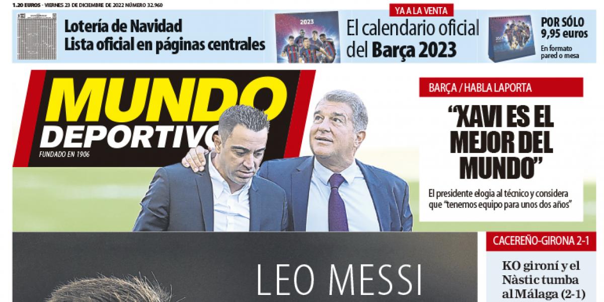 Portada de Mundo Deportivo del viernes 23 de diciembre de 2022