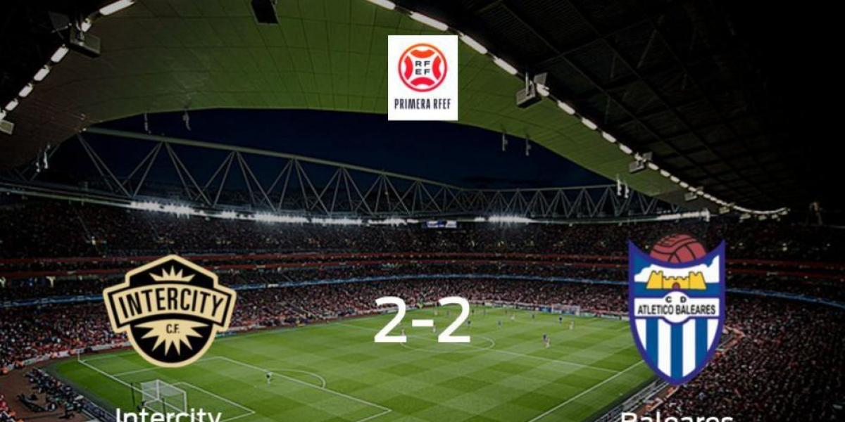 Reparto de puntos entre el CF Intercity y el At. Baleares (2-2)