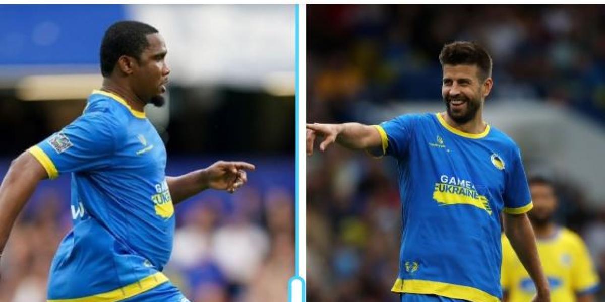 Piqué reaparece en un partido benéfico junto a un irreconocible Etoo