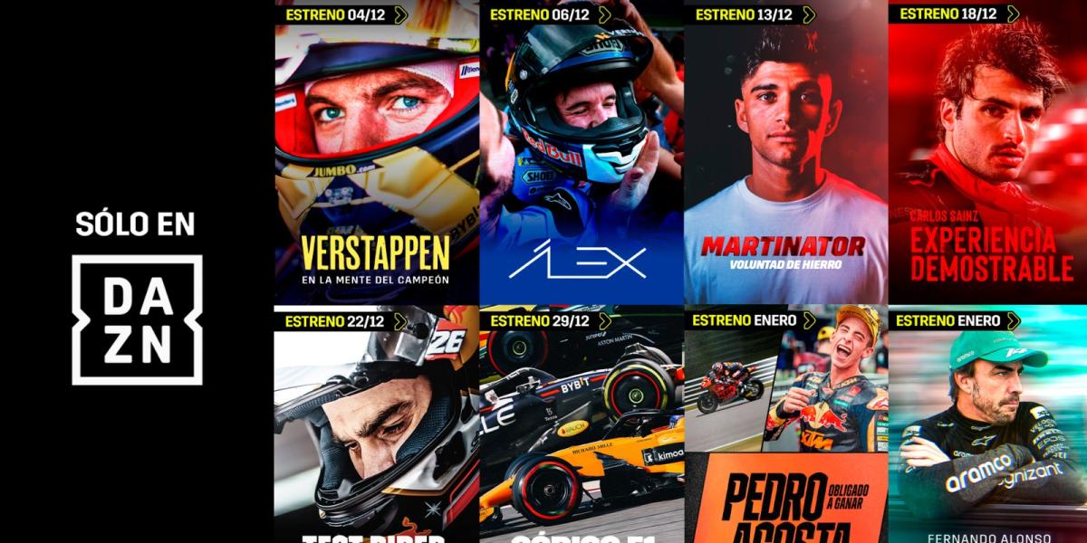 DAZN presenta 8 nuevos documentales con Alonso, Sainz, Martinator, Acosta, Alex Márquez y mucho más