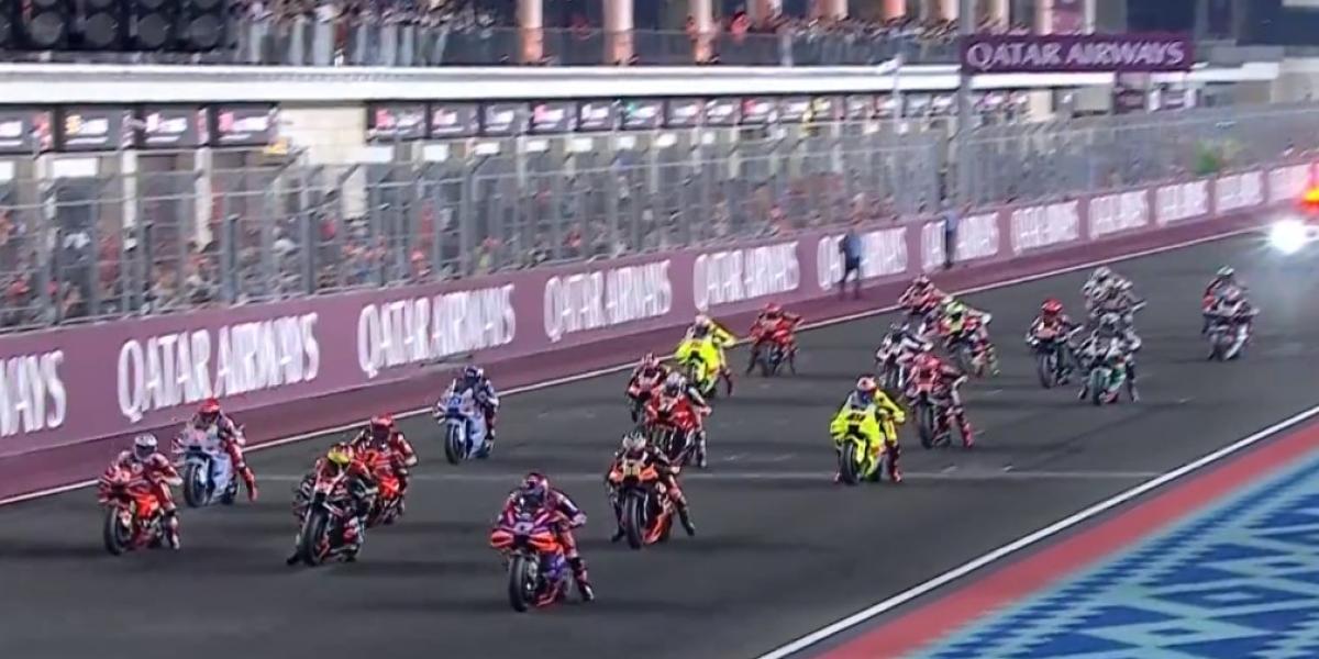 Así ha sido la salida de MotoGP del GP de Qatar 2024: Gran arranque de Márquez y duelo en cabeza entre Bagnaia y Martín