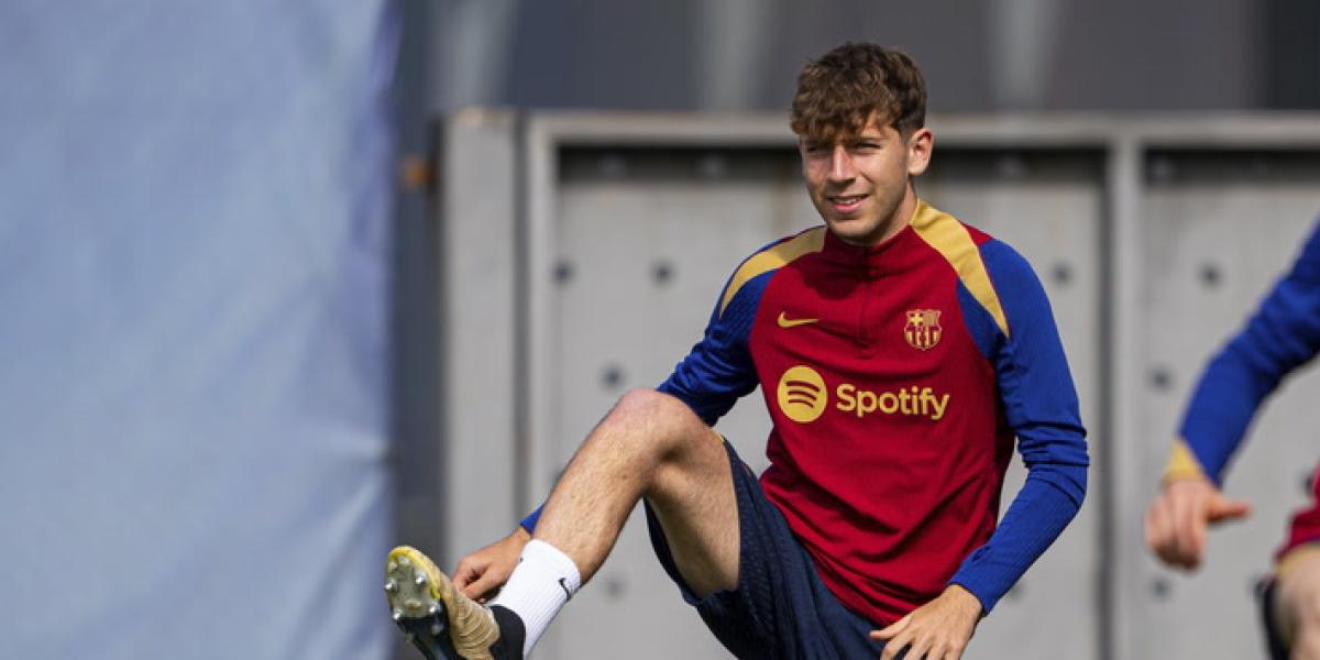 Un mediocentro juvenil y cinco jugadores del filial, en el entrenamiento del Barça