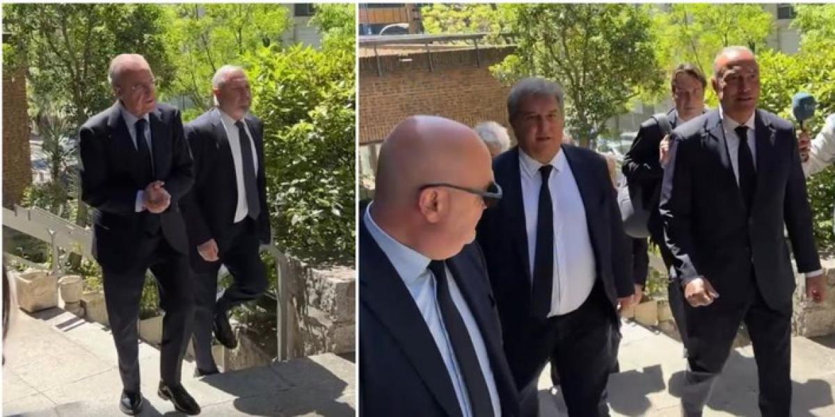 Laporta y Florentino llegan a la comida de directivas del Clásico