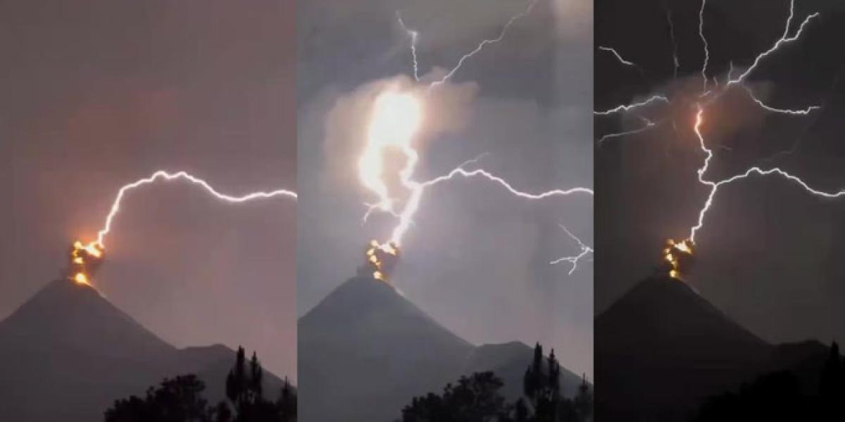 Un rayo restalla en un volcán y provoca una erupción inolvidable