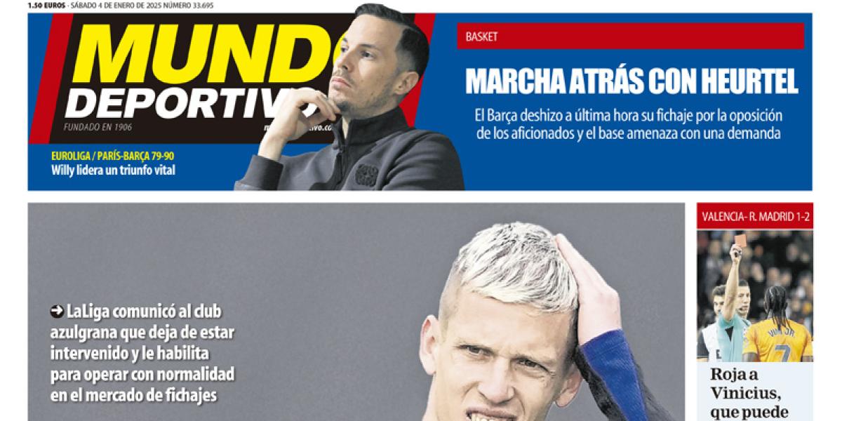 Portada de Mundo Deportivo del sábado 4 de enero de 2025