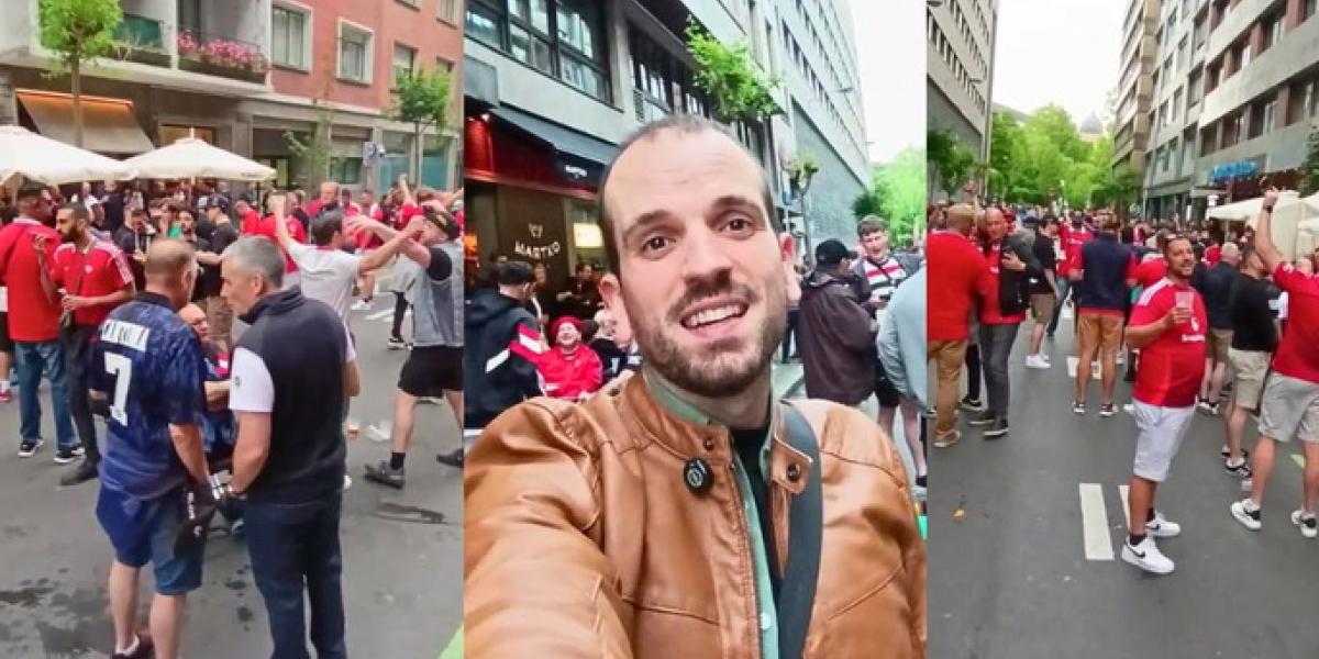 Marea roja en Bilbao: así suena la afición del United rumbo a San Mamés