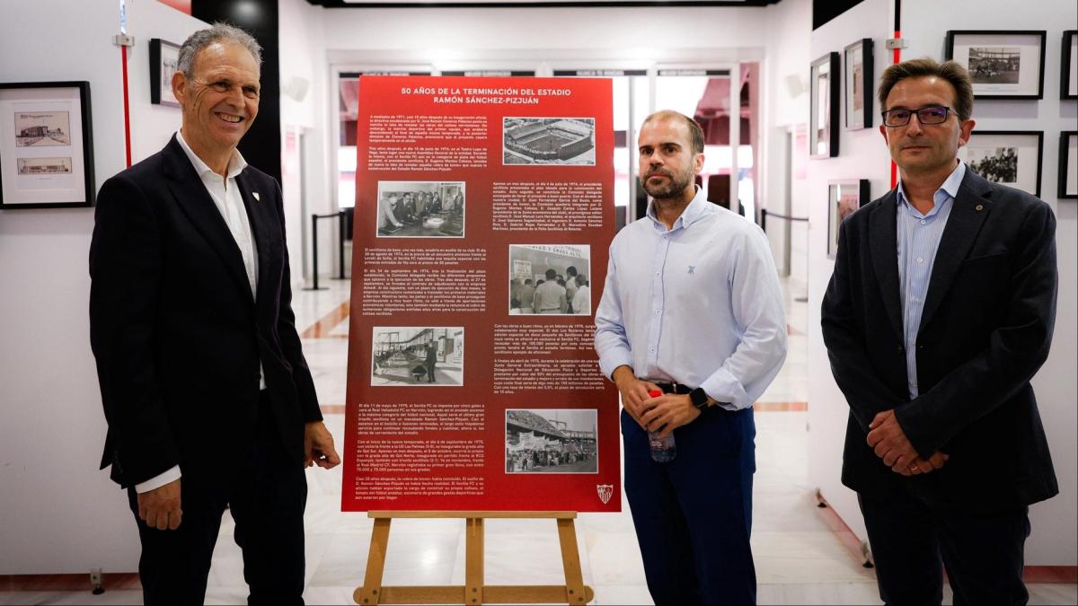 El Sevilla presenta la exposición para conmemorar el medio siglo de la terminación del estadio