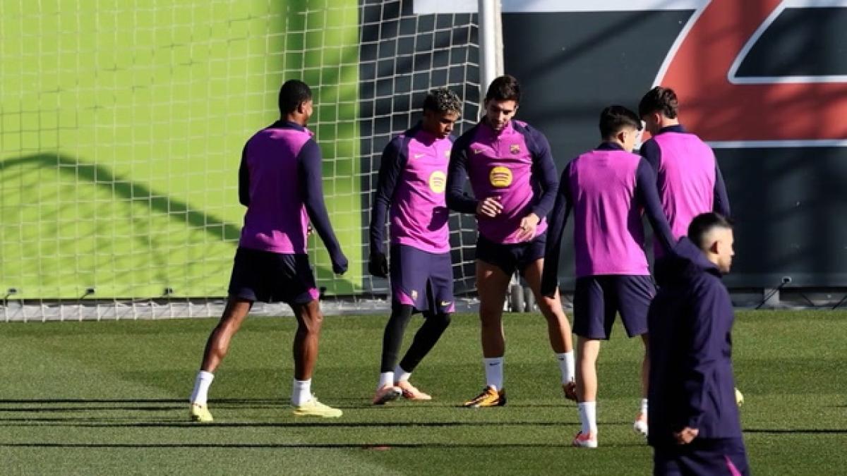 Entrenamiento del FC Barcelona previo al duelo de Champions ante el Eintracht
