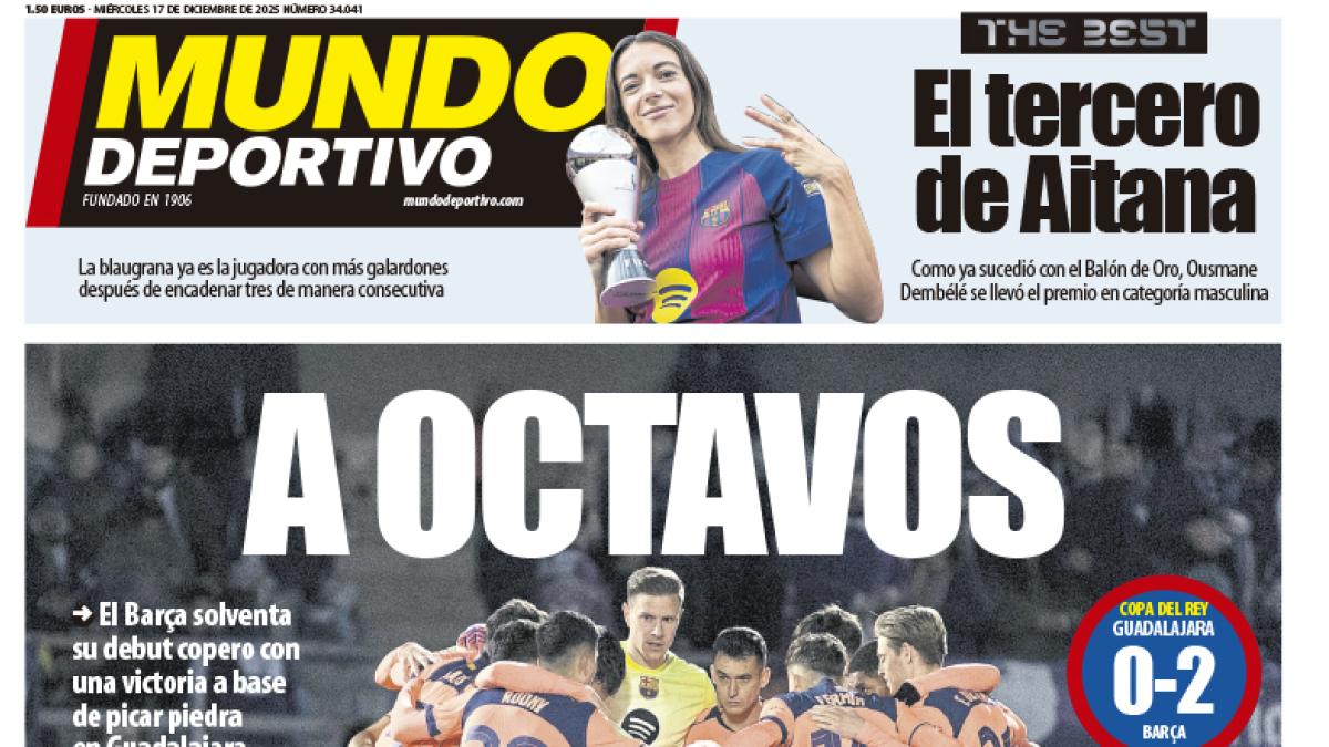 Portada de Mundo Deportivo del miércoles 17 de diciembre de 2025