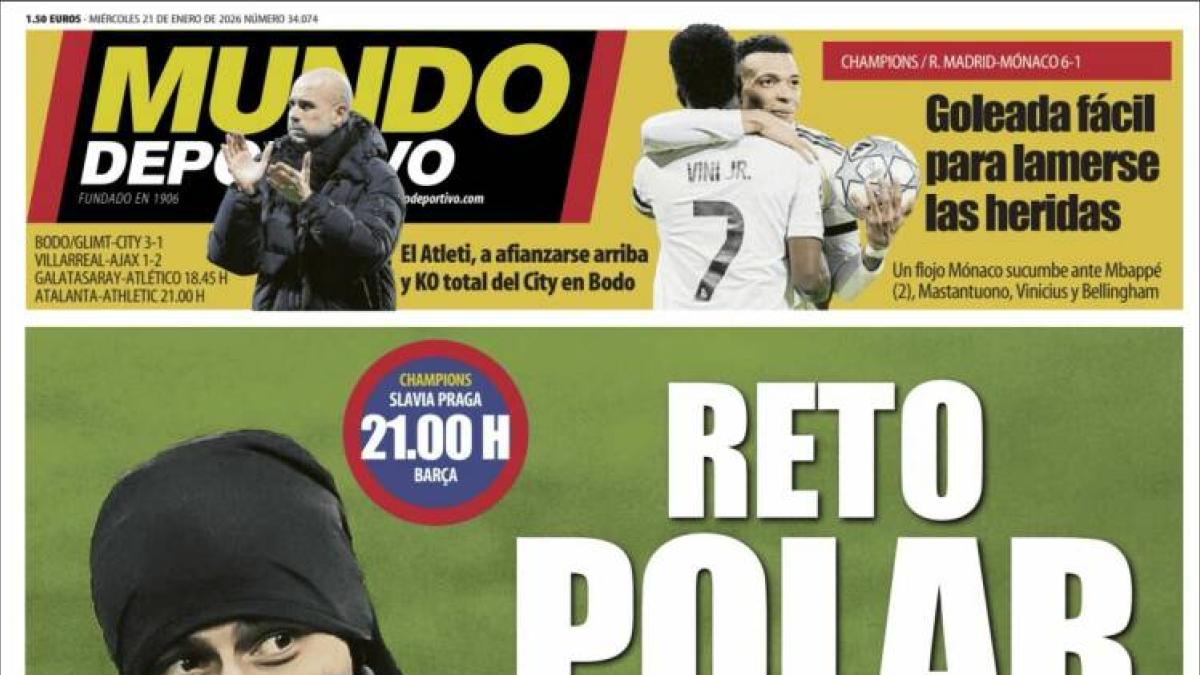 El decisivo partido del Barça en Praga y la victoria del Real Madrid frente al Mónaco, protagonistas de las portadas deportivas de hoy