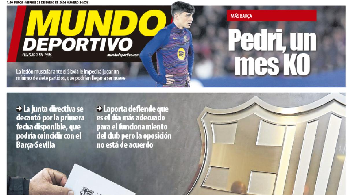 Portada de Mundo Deportivo del viernes 23 de enero de 2026