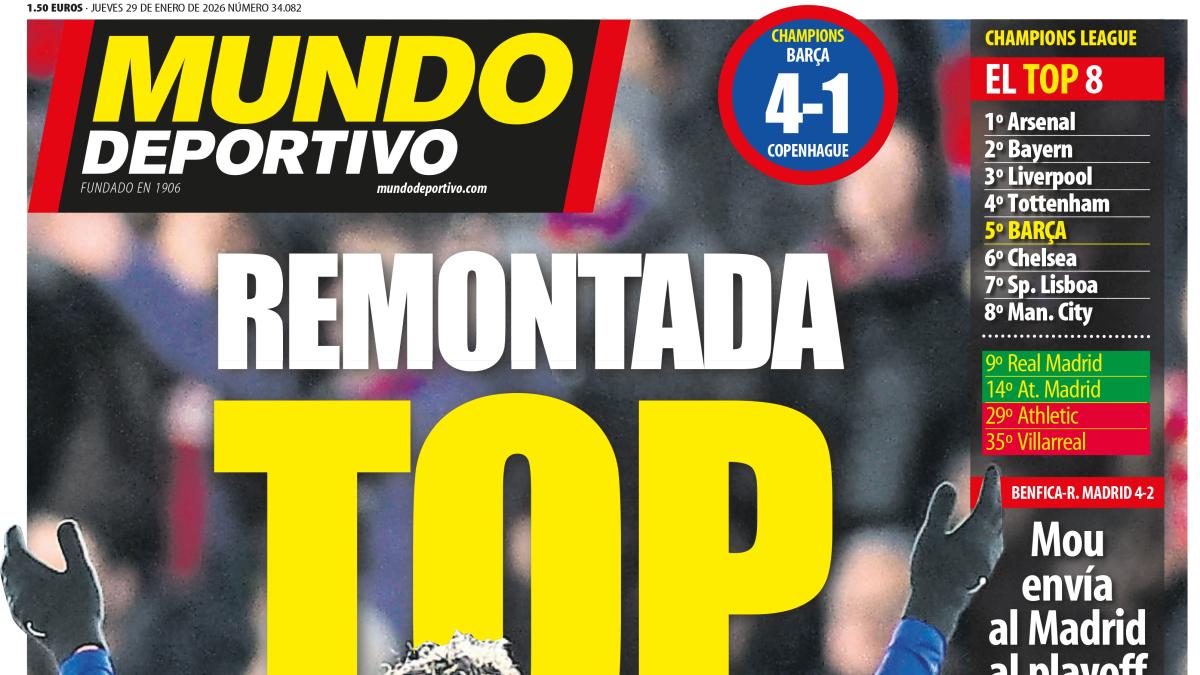 Portada de Mundo Deportivo del jueves 29 de enero de 2026
