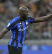 Inter Milan's Romelu Lukaku reacts during a Serie A soccer match between Inter Milan and Spezia at the San Siro stadium in Milan, Italy, Saturday, Aug.20, 2022. (AP Photo/Luca Bruno)