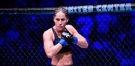 CHICAGO, IL - JUNE 08: Jessica Eye stands in her corner prior to her women's flyweight championship bout against Valentina Shevchenko of Kyrgyzstan during the UFC 238 event at the United Center on June 8, 2019 in Chicago, Illinois. (Photo by Jeff Bottari/Zuffa LLC/Zuffa LLC via Getty Images